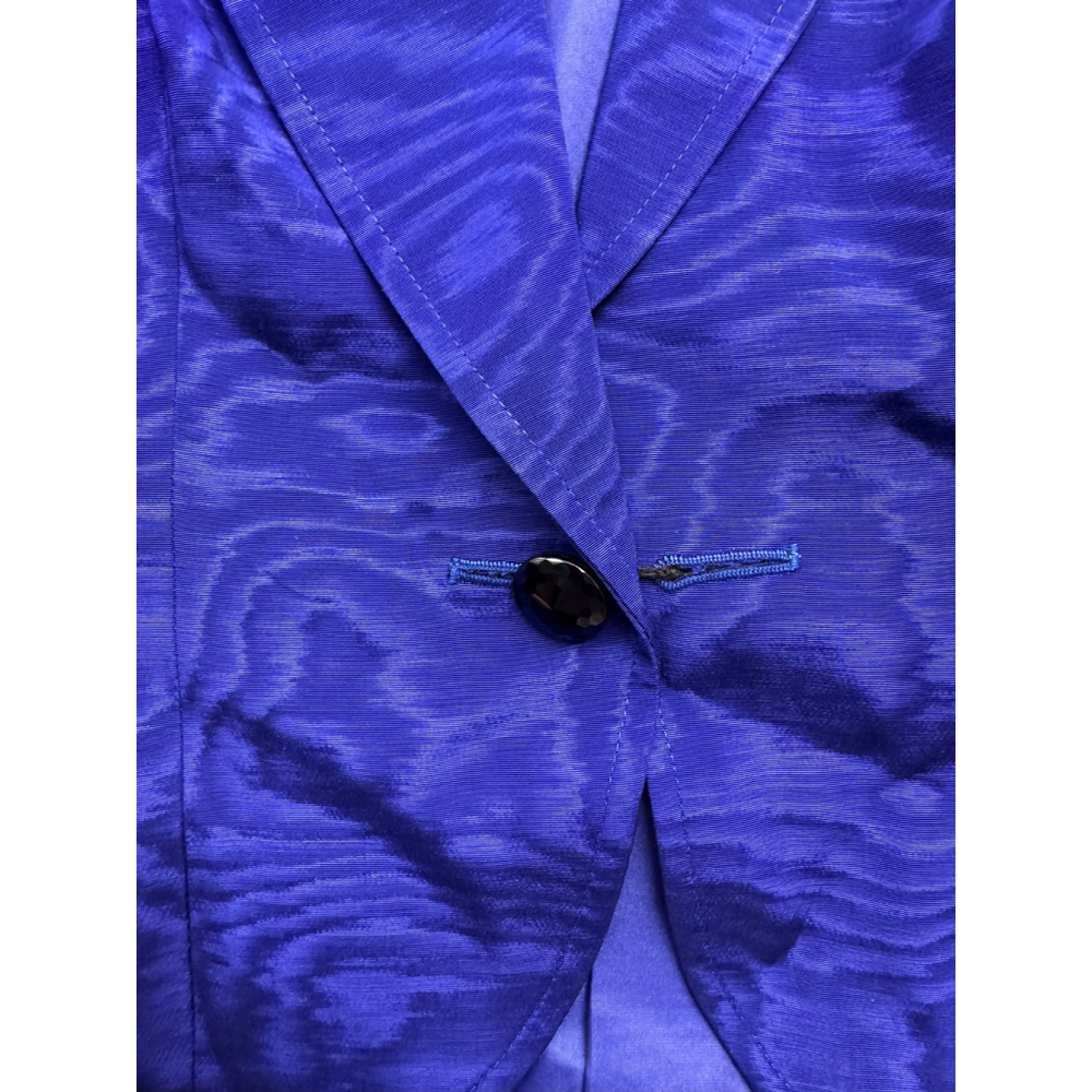 Vintage NWT Indigo Woodgrain-Print Silk Dinner Jacket Size 14 - Picture 9 of 9